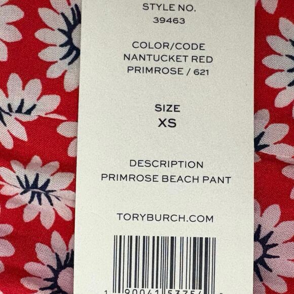 Tory Burch Primrose Beach Pants Nantucket Red Tassel Sz XS NWT Flaw Red Bleed - Picture 8 of 9